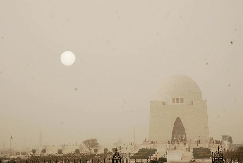 Dust Clouds Envelops Tomb of Quaid-e-Azam, Founder of Pakistan Karachi