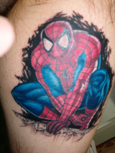 spiderman tattoo by Brian Tattootech in moraine Oh