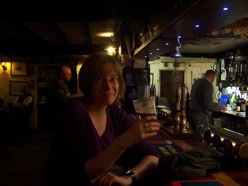 Enjoying a pint at the Tan Hill Inn