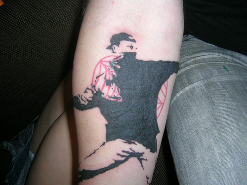 My Banksy tattoo i love tattoos and banksy seemed like a good idea to mesh