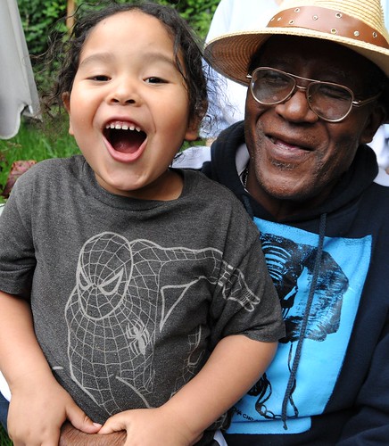 Wow! 4-year old grandson in a Spiderman t-shirt, Mack Hollis, wearing an original Boma Cho sweatshirt, Lake City, Seattle, Washington, USA by Wonderlane