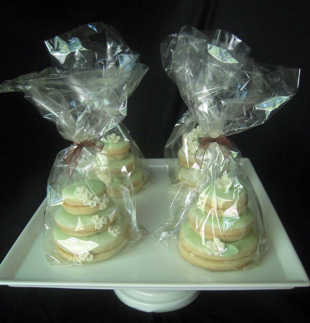 Mini wedding cakes Stacked butter cookies with royal icing chocolate and 
