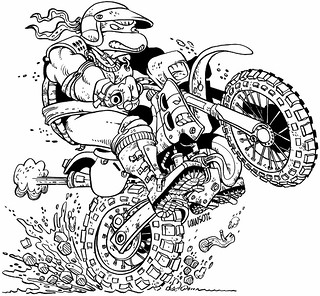 Peter Laird's 'Blast from The Past'  # 18 :: "Team Mirage" - 'Hare Scrambles Turtle' by Jim Lawson (( 1992 ))  [[ courtesy of Peter Laird ]]