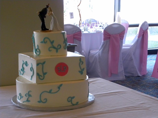 Teal Scroll Wedding Cake