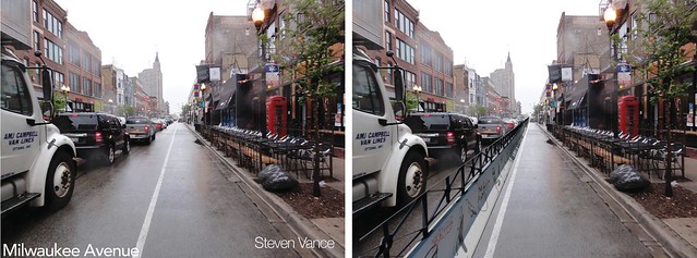 Before and After, Milwaukee protected bike lane