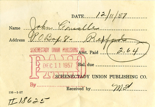 Schenectady Union receipt
