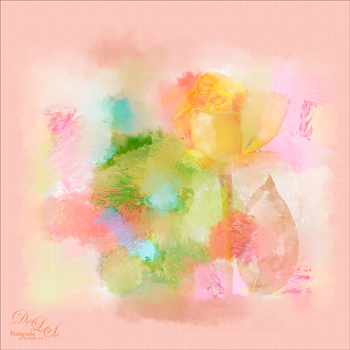 Abstract painted image of a yellow rose