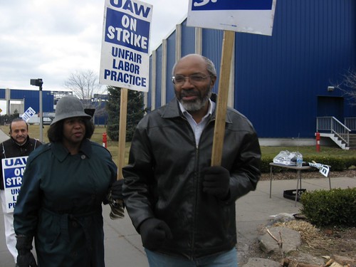 Abayomi Azikiwe, editor of the Pan-African News Wire, outside the American Axle plant gate during the UAW strike. This photo was taken on Sunday, March 16, 2008. (Photo: Alan Pollock). by Pan-African News Wire File Photos