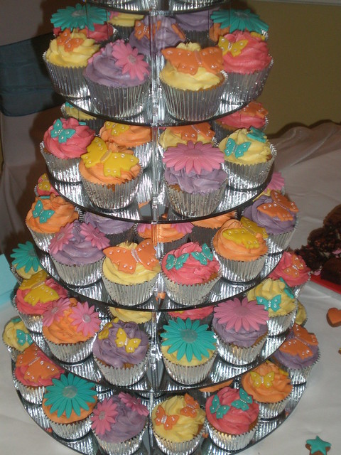 Summer wedding cupcake tower 2 Summery colourful cupcakes for a wedding at