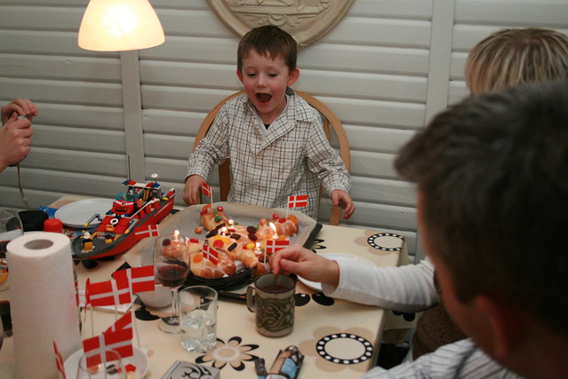 Magnus blowing the birthday lights