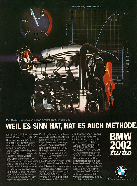 Reklame BMW 2002 Turbo 1973 Eine WerbeAnzeige aus der Zeitschrift 