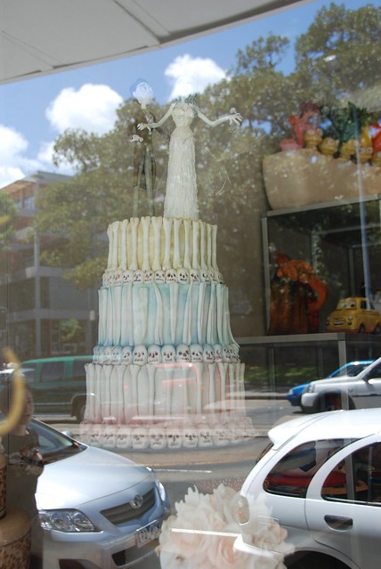 sweet art sunny day in sydney corpse bride wedding cake in window and lots