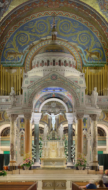 Cathedral Basilica of Saint Louis, in Saint Louis, Missouri, USA - large view of high altar 4