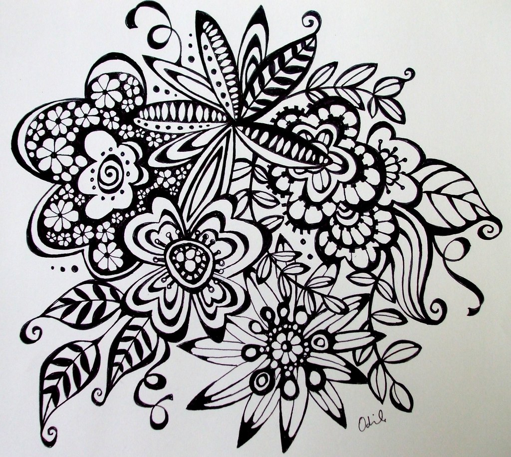Free coloring pages of doodle art flowers