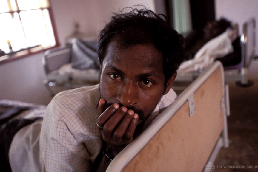 Man with AIDS in hospital. India