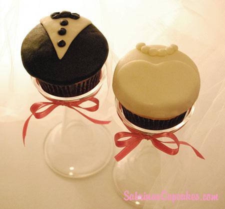 Wedding dress and tux cupcakes perfect for your special occasion