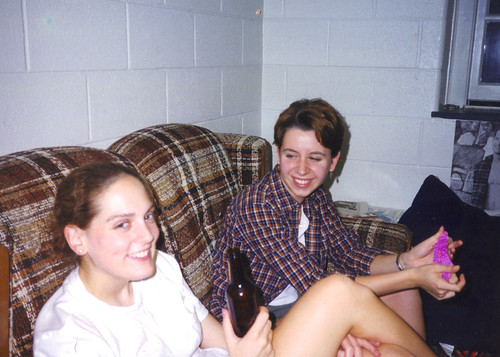 Megan and Ashlie Sophomore Year Stinky Larry Couch