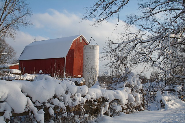 Red Barn with Silo