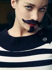 Studio Portrait Girl with moustasche