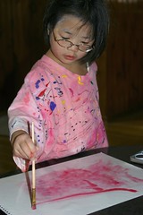 Olivia Doing Wet-on-Wet Watercolor Painting