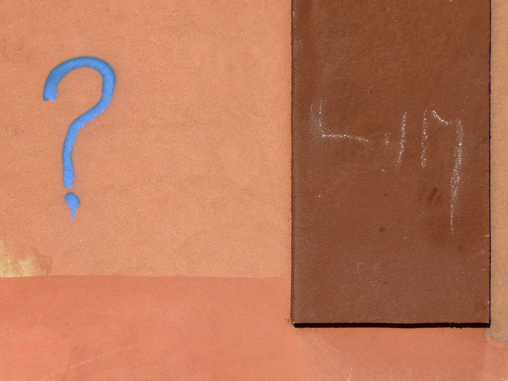 blue graffiti of a question mark