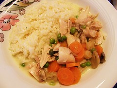 Cooking, Chicken-stew with rice (Hühnerfrikassee)