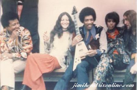 Billy Cox, Colette Mimram, Jimi Hendrix, Devon Wilson and Mitch Mitchell on June 27, 1970 at the Boston Garden. Hendrix has been characterized as the greatest guitarist of the 20th century. by Pan-African News Wire File Photos