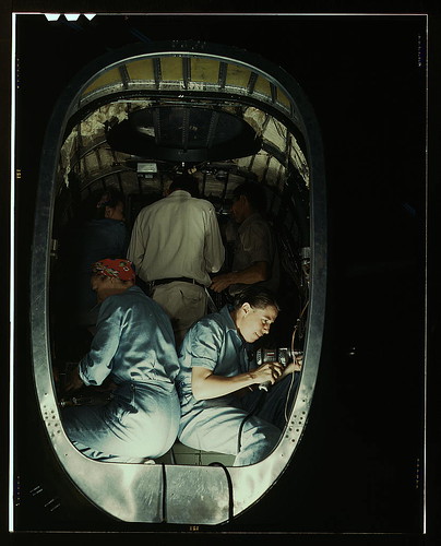 Working inside fuselage of a Liberator Bomber, Consolidated Aircraft Corp., Fort Worth, Texas (LOC)
