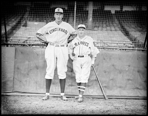"Rabbit" Maranville tries to measure up to Cincinnati's Eppa Rixey at Braves Field
