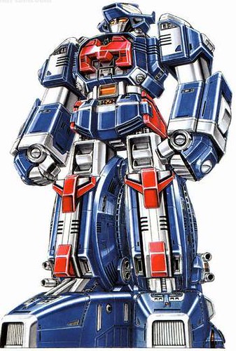 Denji Sentai Megaranger  電磁戦隊メガレンジャー ..Galaxy Mega // U.S. = Power Rangers in Space ..'Astro Megazord' Toy illustration ((1997 - 1998)) [[courtesy robot-japan.com]]