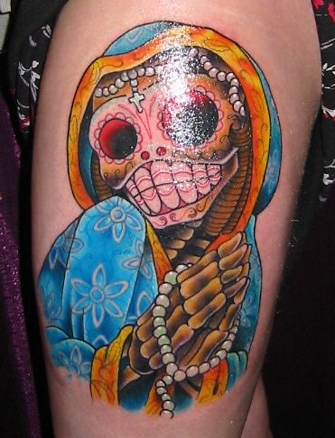   Dead Tattoos on Left Thigh Tattoo   Day Of Dead   By Artist Jime Litwalk   Flickr