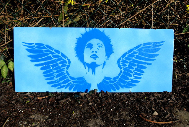 give me wings stencil on hardboard Free Art mix and match