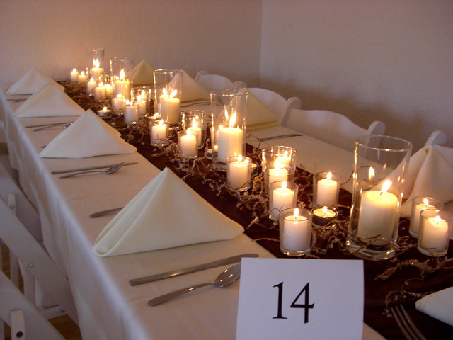 Long table candle decorations wedding