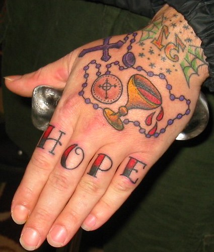 HOPE Hand Knuckles Tattoo