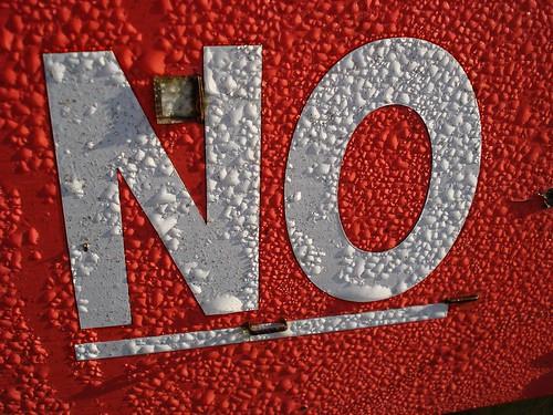 'No' Red sign lettering