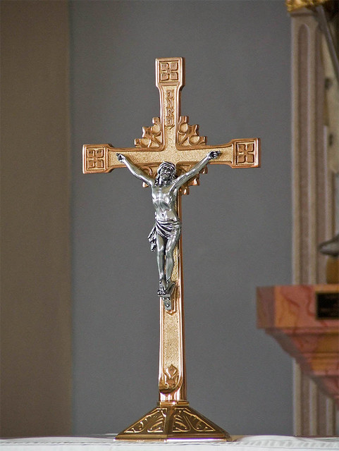 Immaculate Conception Roman Catholic Church, in Union, Missouri, USA - altar crucifix.jpg