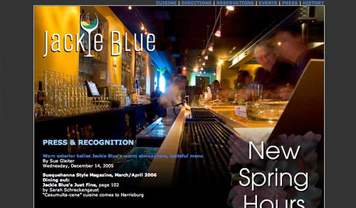 Jackie Blue Restaurant Web Site Design