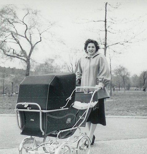 1953 Frances Texin and Baby Carriage