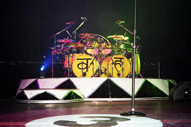 Alex Van Halen's 1998 drum kit Taken during a rehearsal at Budokan on the