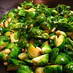 Braised sprouts with pine nuts