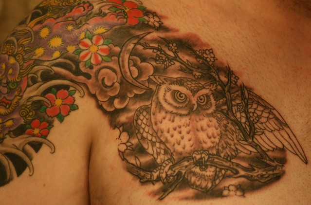 Owl tattoo Tattoo interpretation of a Koson Ukiyoe