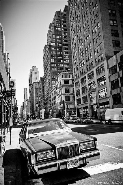 Old american car at fifth Avenue in NY
