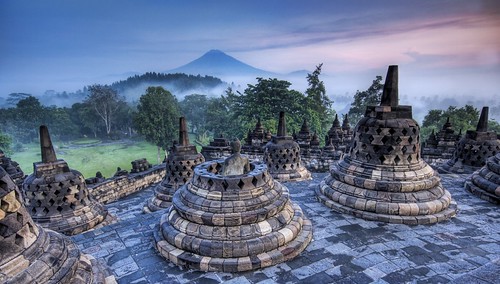 The Hidden Buddhist Temple of Borobudur at Sunrise