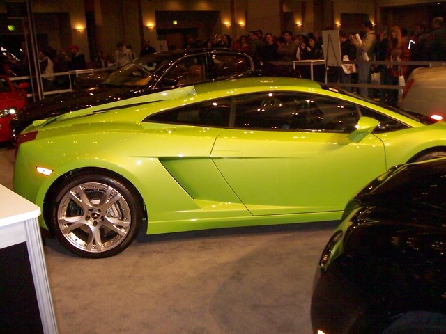 Lime Green Lamborghini Side shot