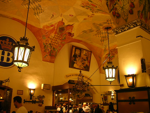Interior and ceiling of the Hofbräuhaus am Platzl beer hall - Munich - Germany