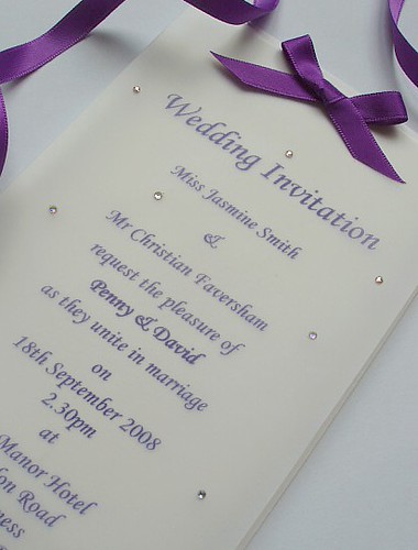 Purple and diamante wedding invitation My latest design for Seventh Moon
