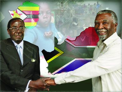 President Robert Mugabe of Zimbabwe and former South African President Thabo Mbeki of South Africa. The ruling ANC has refused to denounce Zimbabwe amid mounting pressure from the imperialist countries. Mbeki delivered a major address on Africa Day 2010. by Pan-African News Wire File Photos