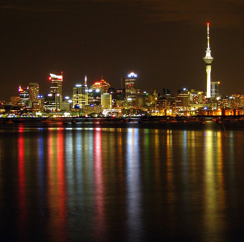 Auckland at night, New Zealand
