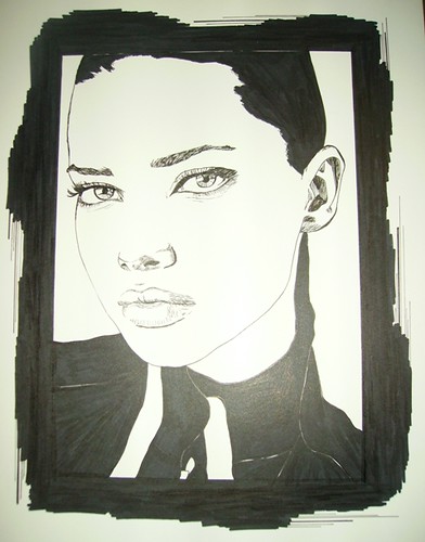 Adriana Lima I made this drawing with a thin black felt pen and used a