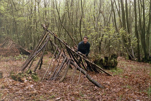 Bushcraft shelter early stages